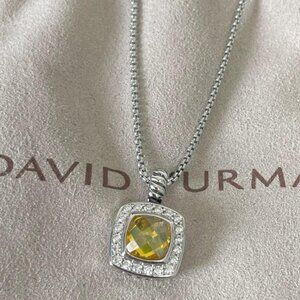 David Yurman Sterling Silver Pendant Necklace with Citrine and Pav�� Diamonds